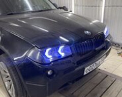 BMW X3 тюнинг фар, замена ангельских глазок